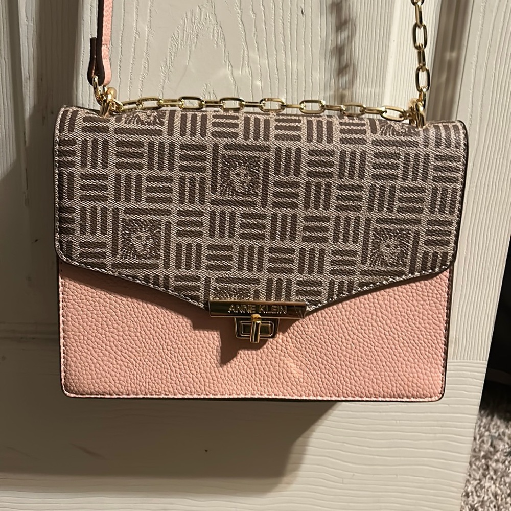 Anne Klein- small purse. Very cute pink and tan design! New with tags